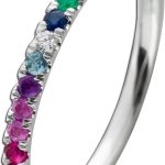 Memoire Ring Weißgold 585 14K Brillanten 0.04ct bunte Edelsteine