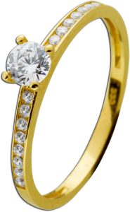 Damenring Gelbgold 333 8 Karat weiße Zirkonia Brillantlook