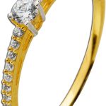 Damenring Gelbgold 333 8 Karat weiße Zirkonia Brillantlook