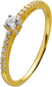 Damenring Gelbgold 333 8 Karat weiße Zirkonia Brillantlook