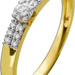 Diamantring Gelbgold 585 Weißgold 14K Diamanten 0.23ct W SI