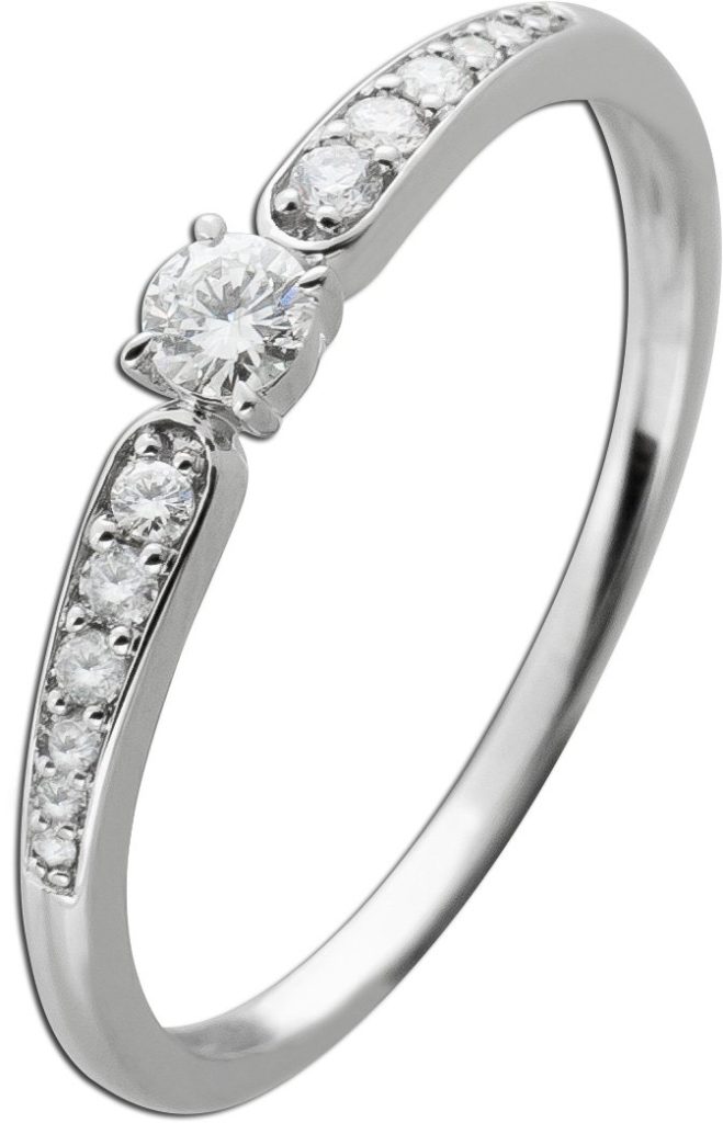 Brillantring Weißgold 585 14 Karat Diamanten 0.25ct W SI