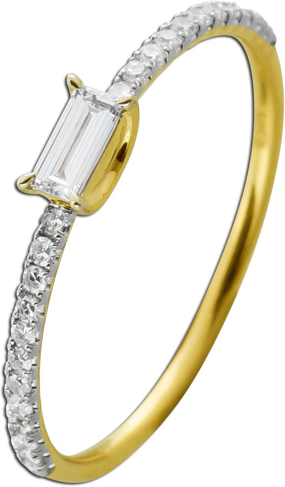 Diamantring Gelbgold 585 Weißgold 14K Brillanten 0.25ct W VS