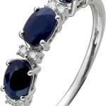 Saphirring Weißgold 585 14K blaue Edelsteine 1.77ct Diamanten 0.10ct
