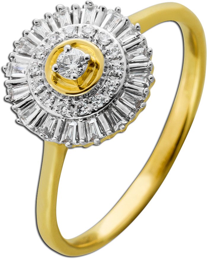 Diamantring Gelbgold Weißgold 585 14K Brillanten 0.17ct