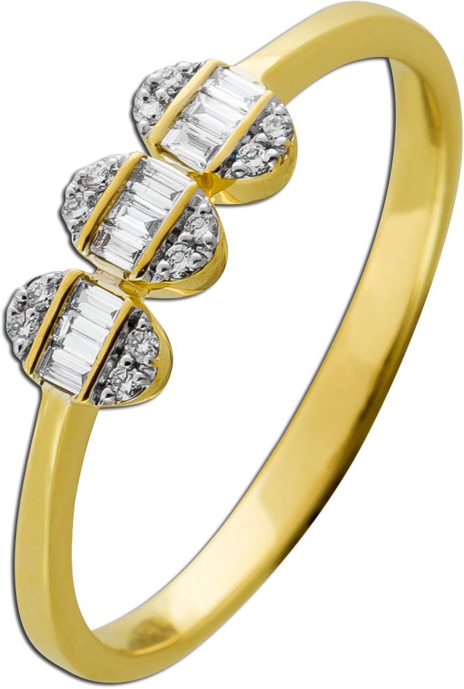 Brillantring Gelbgold Weißgold 585 14K Diamanten 0.16ct TW VSI