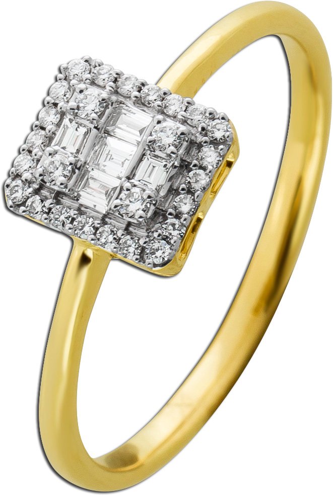Brillantring Gelbgold Weißgold 585 14K Diamanten 0.17ct