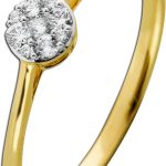 Brillantring Gelbgold Weißgold 585 14K Diamanten 0.13ct TW VSI