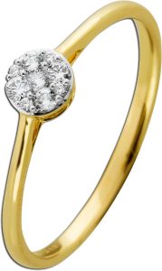 Brillantring Gelbgold Weißgold 585 14K Diamanten 0.13ct TW VSI