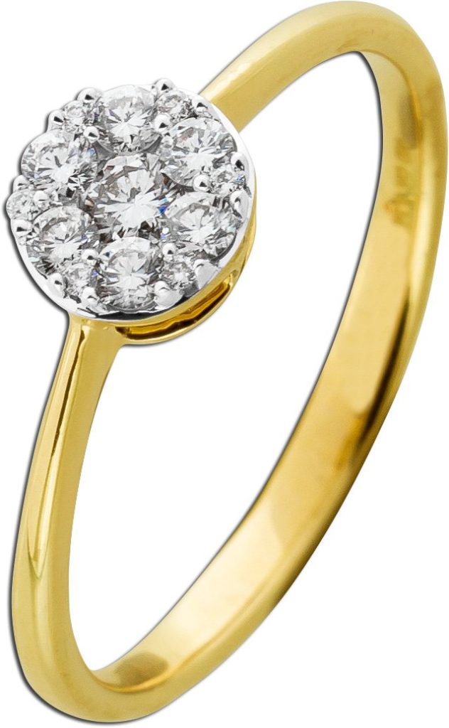 Diamantring Gelbgold Weißgold 585 14K Brillanten 0.31ct