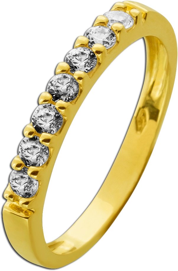 Memoire Alliance Ring Gelbgold 333 8 Karat weiße Zirkonia Steine