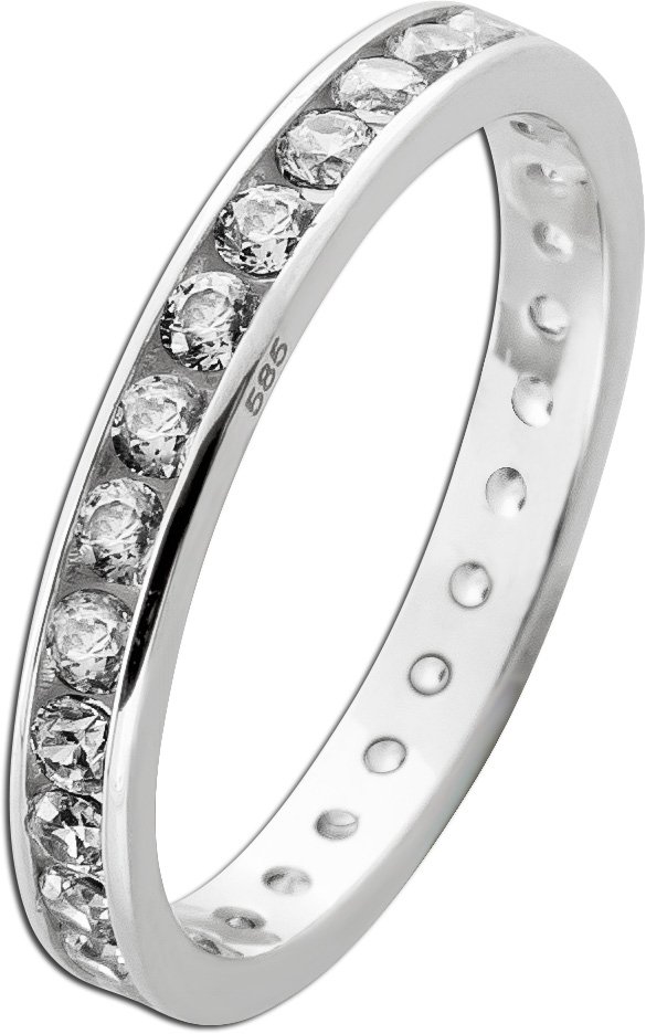 Memoire Ring Weißgold 333 8 Karat weiße Zirkonia Steine