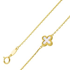 Perlmutt Armband weisser Kleeblatt Gelbgold 333 8 Karat