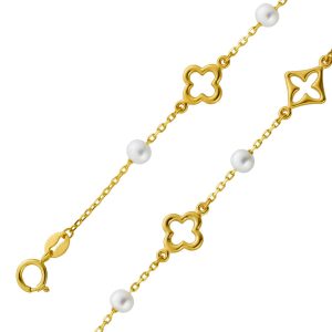Armband Gelbgold 333 8K Süßwasser Zuchtperlen