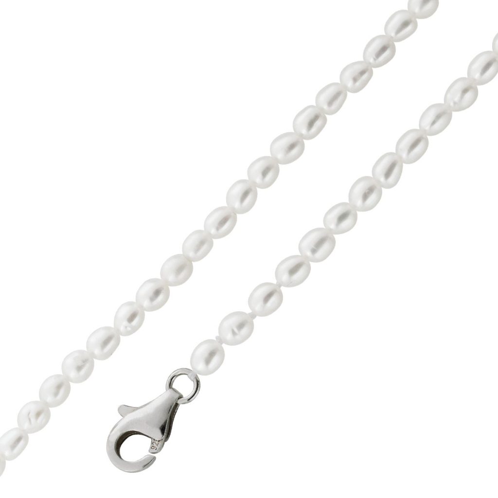 Perlenkette Silber 925 Süßwasser Zuchtperlen 3-3.5mm