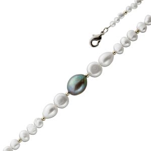 Perlenkette 47cm Süßwasserperlen 4.5-11mm Silber 925