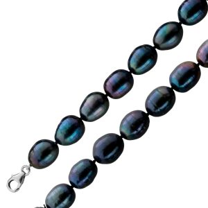 Perlenkette 47cm Süßwasserperlen 10-12mm Silber 925