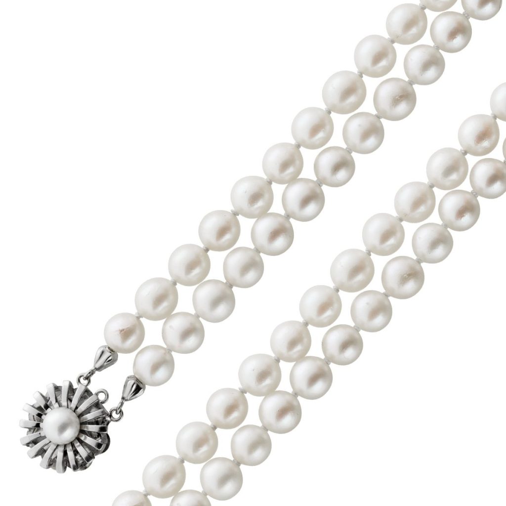 Perlenkette 44-47cm japanische Akoyaperlen 7mm Weißgold 585 14K