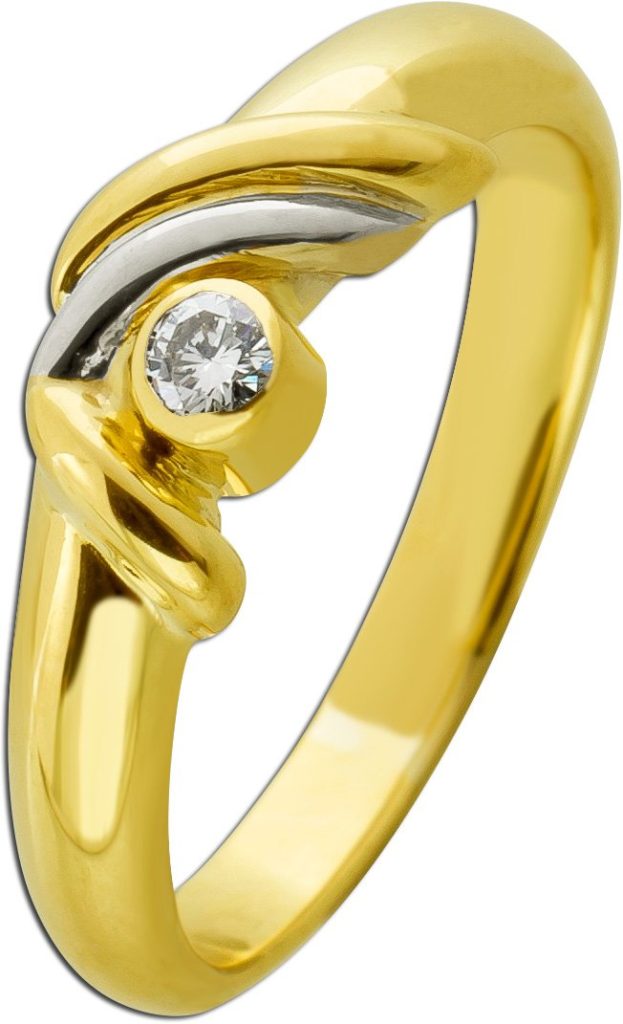 Solitärring Gold Weißgold 750 18K Solitär Diamant 0.07ct.