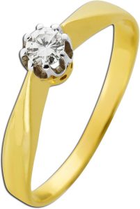 Solitärring Gold Weißgold 585 14K Diamant Antikschmuck