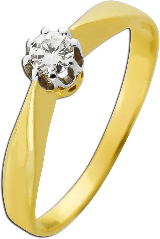 Solitärring Gold Weißgold 585 14K Diamant Antikschmuck