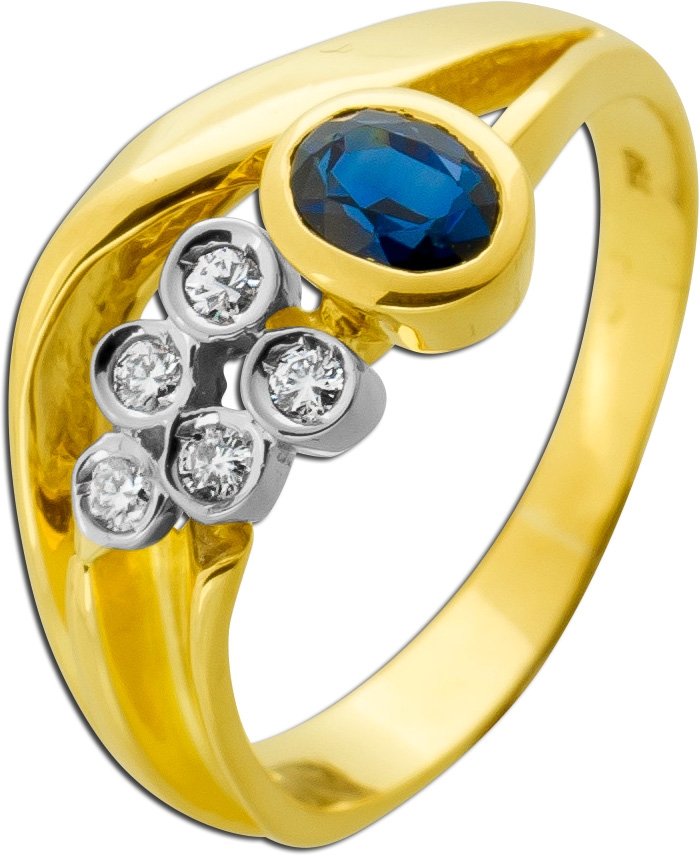 Saphir Ring Gold Weißgold 750 18K blauer Edelstein Brillanten