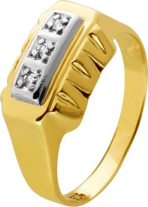 Diamantring Gold Weißgold 585 14K Diamanten Antikschmuck