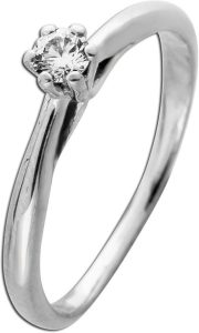 Solitärring Weißgold 585 14 Karat Diamant 0.12ct TW Lupenrein