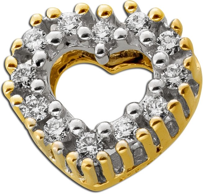 Herz Diamant Anhänger Weißgold 375 9 Karat Brillanten 0.20ct