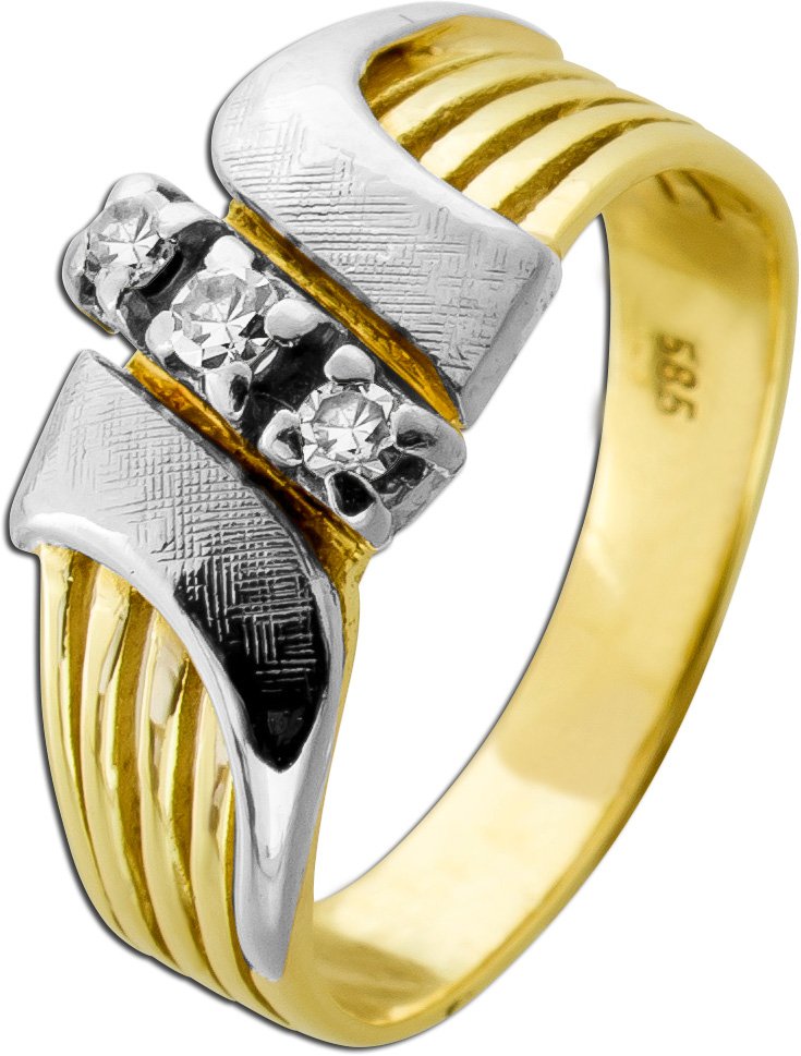 Diamant Ring Gold Weissgold 585 14K Diamanten 0.09ct Antikschmuck