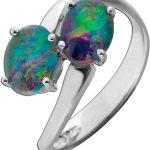 Opal Ring Weißgold 585 14K pink orange grüne Edelsteine 3.2ct