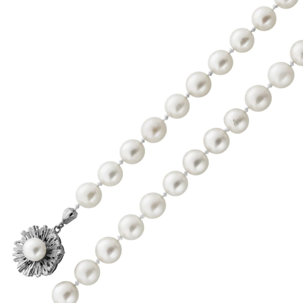 Perlenkette 45cm Weißgold 585 14K Akoyaperlen Antikschmuck