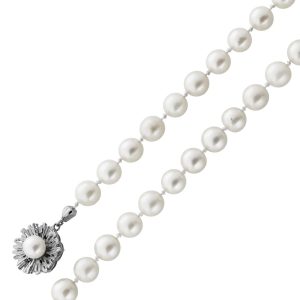 Perlenkette 45cm Weißgold 585 14K Akoyaperlen Antikschmuck