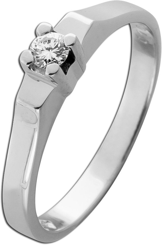 Solitärring Weißgold 585 14K Brillant 0.10ct Lupenrein