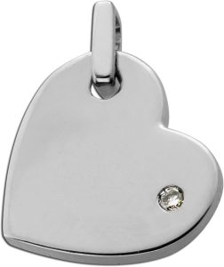 Herz Anhänger Weissgold 585 14 Karat Brillant 0.02ct