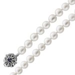 Perlenkette 90cm Akoyaperlen blaue Saphire Weißgold 585 14K