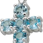 Kreuz Blautopas Anhänger Silber 925 hellblaue Edelsteine