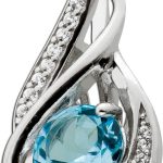 Blautopas Anhänger Silber 925 hellblauer Edelstein weiße Zirkonia