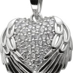 Herz Engelsfügel Anhänger Silber 925 Brillant Synthesen rhodiniert