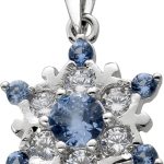 Anhänger Schneeflocke Silber 925 Aquamarine und Brillant Synthesen