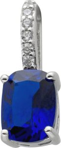 Anhänger Silber 925 Saphir Synthese Brillant Synthesen rhodiniert