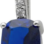Anhänger Silber 925 Saphir Synthese Brillant Synthesen rhodiniert