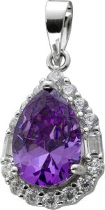 Amethyst Anhänger Silber 925 lila Edelstein weiße Zirkonia