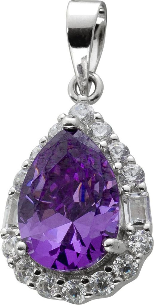 Amethyst Anhänger Silber 925 lila Edelstein weiße Zirkonia