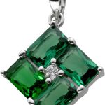 Anhänger Silber 925 rhodiniert 4 Smaragd Synth grün weißer Zirkonia