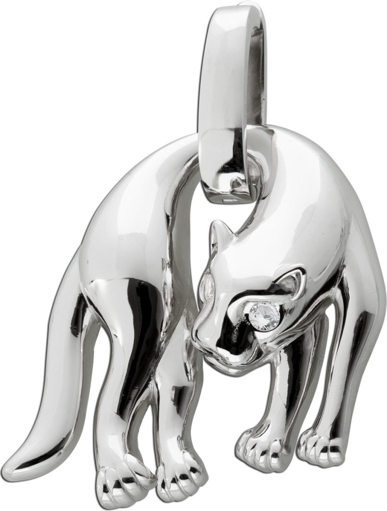 Panther Anhänger Silber 925 weiße Zirkonia rhodiniert massiv