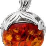 Bernstein Anhänger Rund Silber 925 cognac brauner