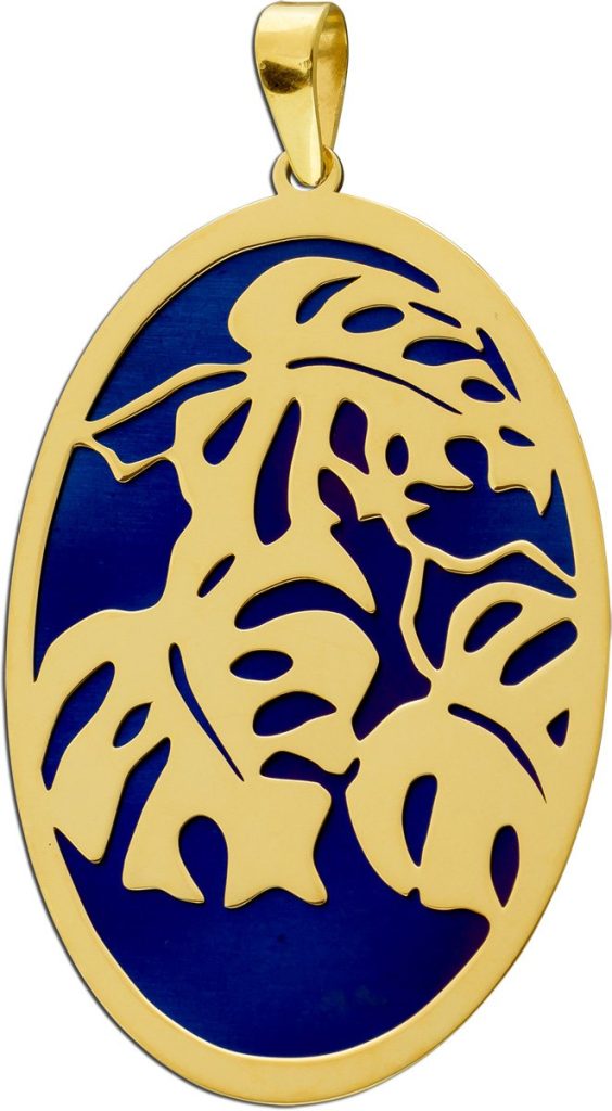 Anhänger Silber 925 vergoldet Titan ausgestantze Blätter