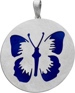 Schmetterling Anhänger Silber 925 gebürstet rhodiniert Titan