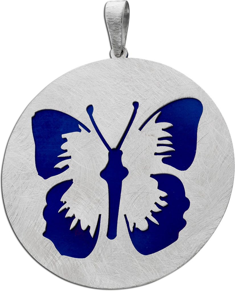 Schmetterling Anhänger Silber 925 gebürstet rhodiniert Titan